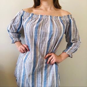 5/$25 Maternity off the shoulder striped dress